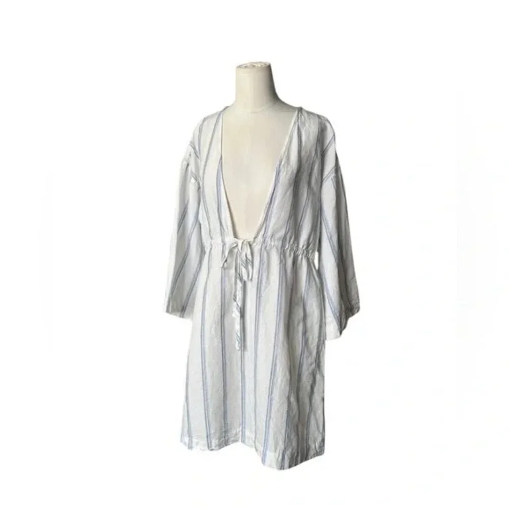 J. CREW - V-neck linen-cotton tunic dress in stripe in S